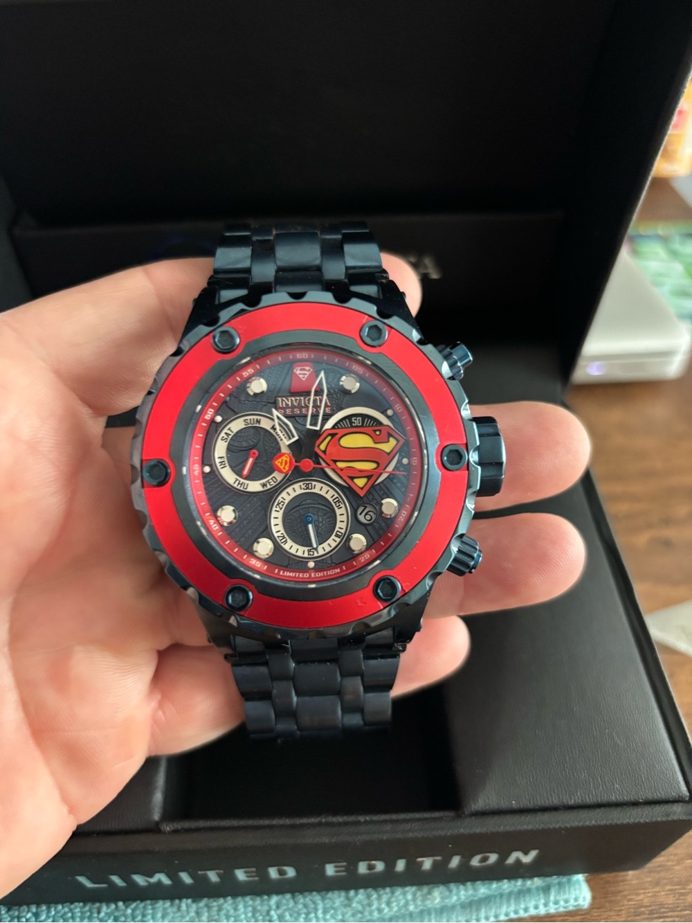 Invicta 27099 Men Limited Edition Superman Dial Black and Red Chronograph Watch